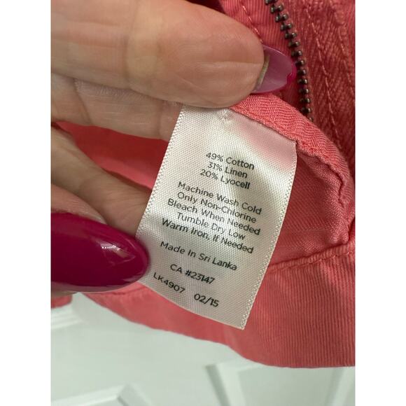 Talbots Medium Pink Utility Zip Jacket Casual Drawstring cotton linen lyocell - Picture 7 of 11